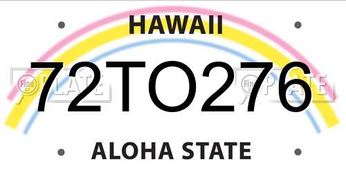 72TO276 Hawaii License Plate