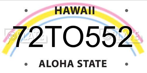 72TO552 Hawaii License Plate