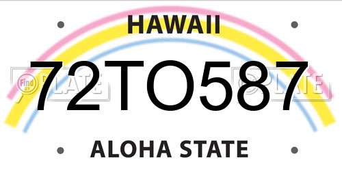 72TO587 Hawaii License Plate