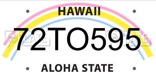 72TO595 Hawaii License Plate