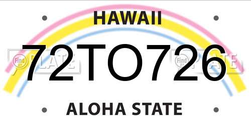 72TO726 Hawaii License Plate