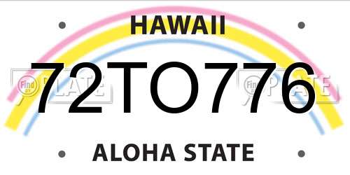 72TO776 Hawaii License Plate