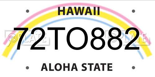 72TO882 Hawaii License Plate