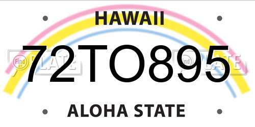 72TO895 Hawaii License Plate