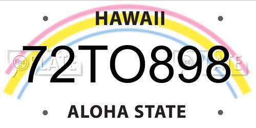 72TO898 Hawaii License Plate
