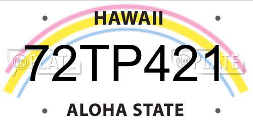 72TP421 Hawaii License Plate