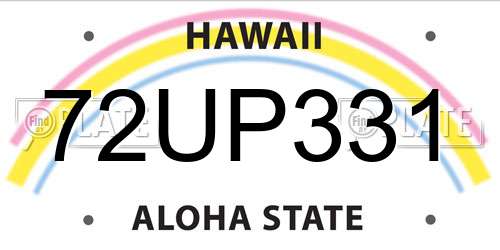 72UP331 Hawaii License Plate