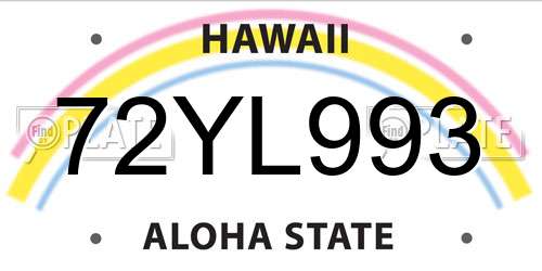 72YL993 Hawaii License Plate