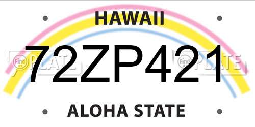 72ZP421 Hawaii License Plate