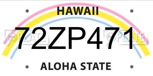 72ZP471 Hawaii License Plate