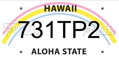 731TP2 Hawaii License Plate