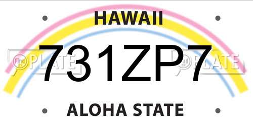 731ZP7 Hawaii License Plate