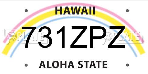 731ZPZ Hawaii License Plate