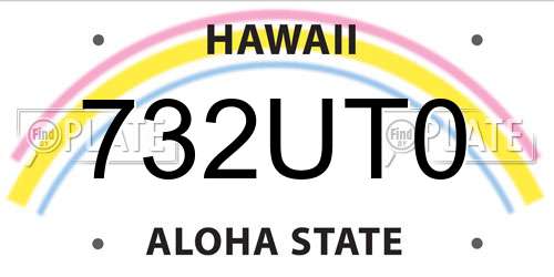 732UT0 Hawaii License Plate