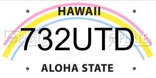 732UTD Hawaii License Plate