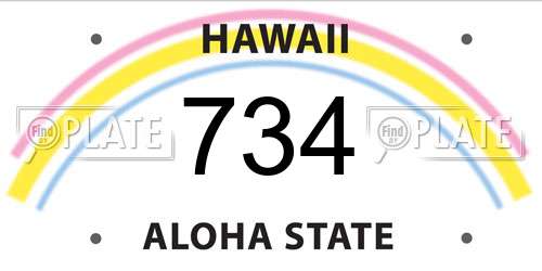 734 Hawaii License Plate