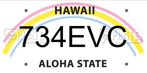 734EVC Hawaii License Plate