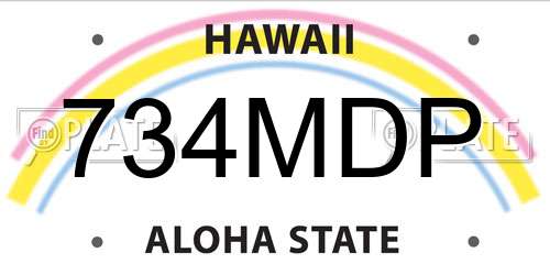 734MDP Hawaii License Plate