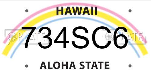 734SC6 Hawaii License Plate
