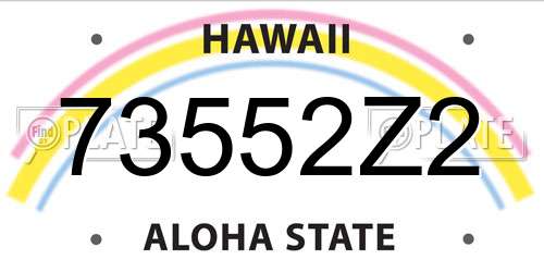 73552Z2 Hawaii License Plate