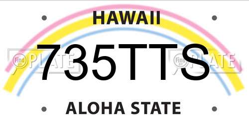735TTS Hawaii License Plate