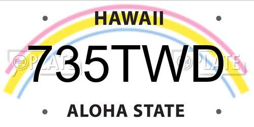 735TWD Hawaii License Plate