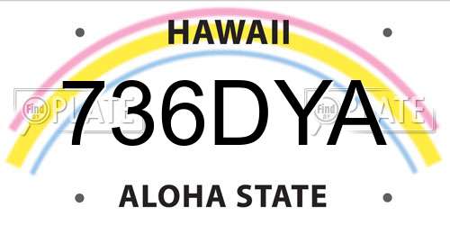 736DYA Hawaii License Plate