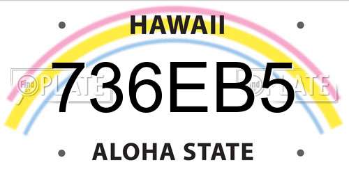 736EB5 Hawaii License Plate