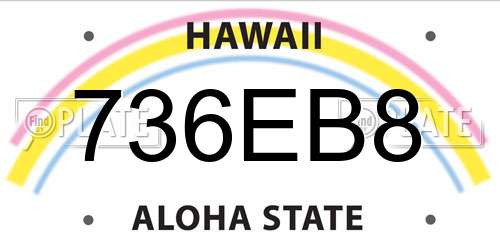 736EB8 Hawaii License Plate