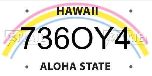 736OY4 Hawaii License Plate