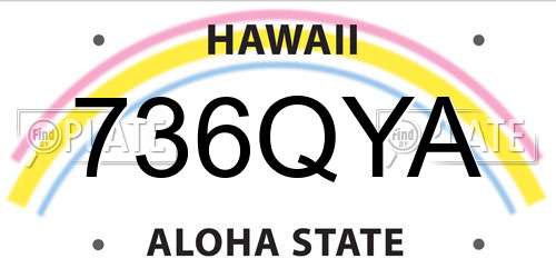 736QYA Hawaii License Plate