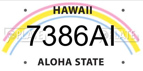 7386AI Hawaii License Plate