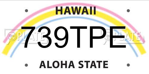 739TPE Hawaii License Plate