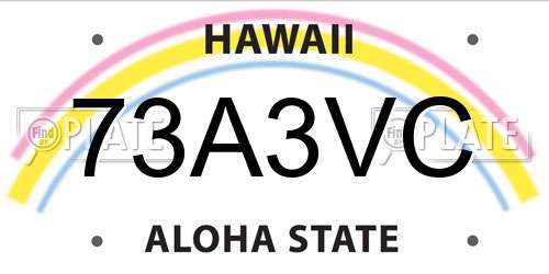 73A3VC Hawaii License Plate