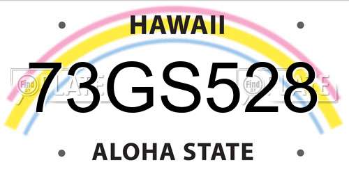 73GS528 Hawaii License Plate