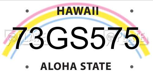 73GS575 Hawaii License Plate
