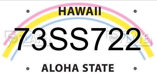 73SS722 Hawaii License Plate