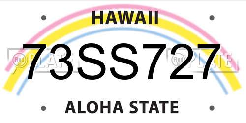 73SS727 Hawaii License Plate
