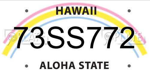 73SS772 Hawaii License Plate