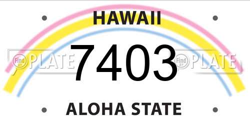 7403 Hawaii License Plate