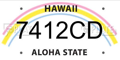 7412CD Hawaii License Plate