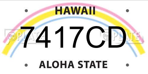 7417CD Hawaii License Plate