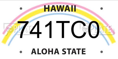 741TC0 Hawaii License Plate