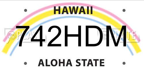 742HDM Hawaii License Plate