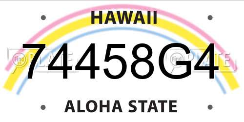 74458G4 Hawaii License Plate