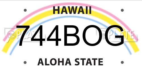 744BOG Hawaii License Plate