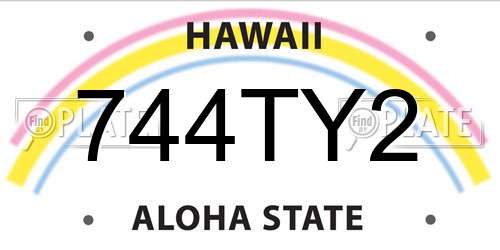 744TY2 Hawaii License Plate