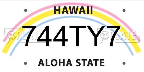 744TY7 Hawaii License Plate