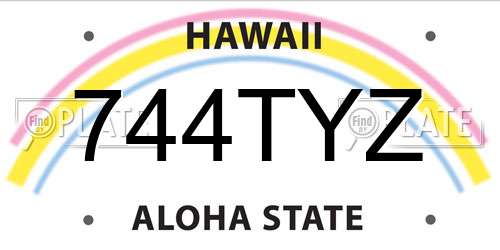 744TYZ Hawaii License Plate