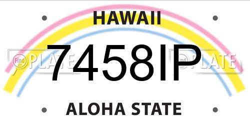 7458IP Hawaii License Plate